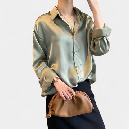 Gleame.-Blazers &amp; Blouses-Gleame Blouse - Casual blouse met lange mouwen en kraag