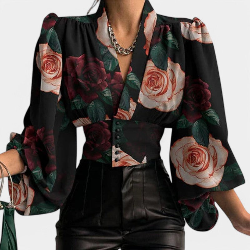 Gleame.-Blazers &amp; Blouses-Gleame Blouse - Classic hipline blouse voor vrouwen met V-hals