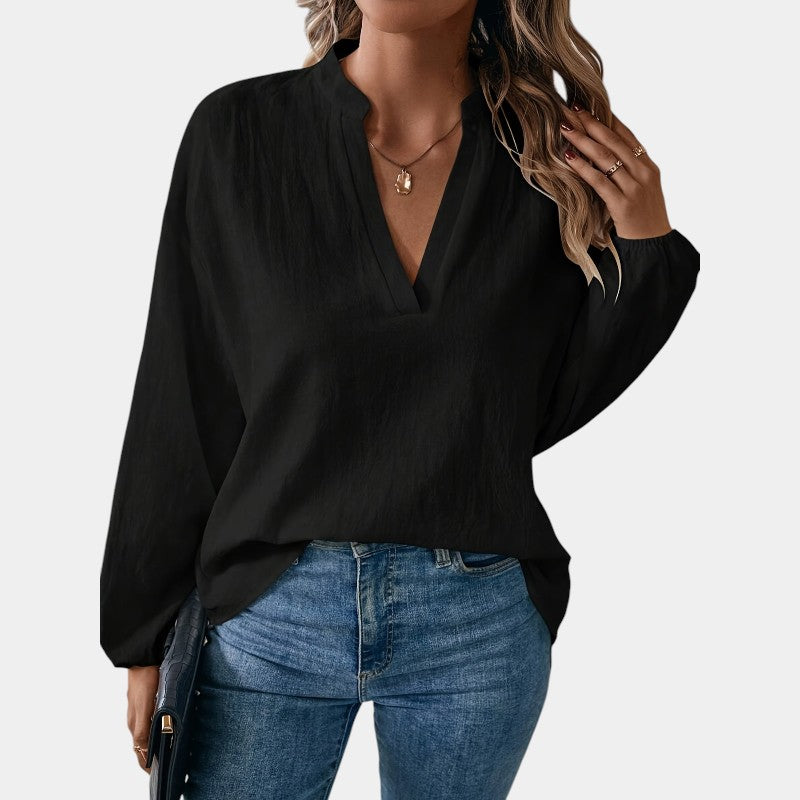 Gleame.-Blazers &amp; Blouses-Gleame Blouse - Elegante V-hals blouse met lange mouwen