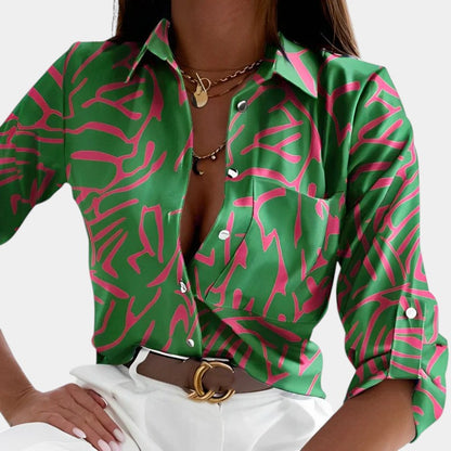 Gleame.-Blazers &amp; Blouses-Gleame Blouse - Elegante blouse met lange mouwen en zakken