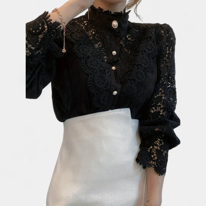 Gleame.-Blazers &amp; Blouses-Gleame Blouse - Elegante blouse met kanten mouwen voor dames