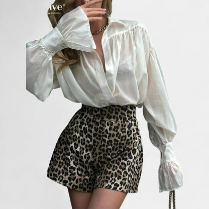  Gleame.-Blazers &amp; Blouses-Gleame Blouse - Elegante luxe dames blouse met lange pofmouwen