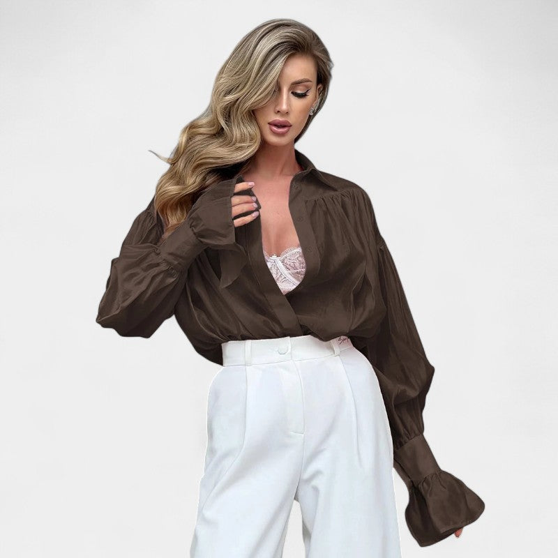  Gleame.-Blazers &amp; Blouses-Gleame Blouse - Elegante luxe dames blouse met lange pofmouwen