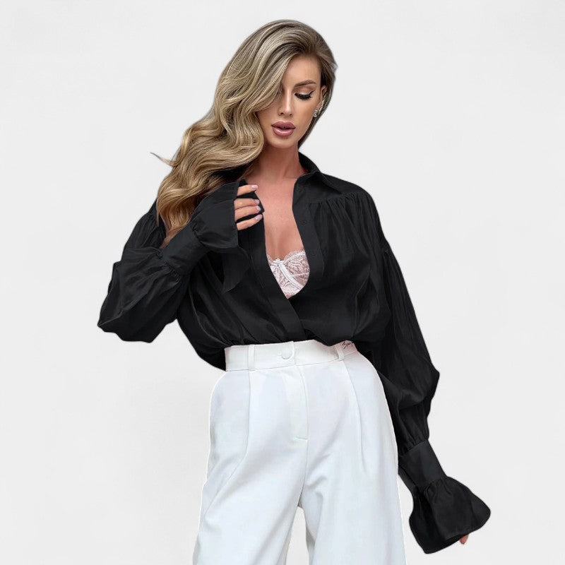  Gleame.-Blazers &amp; Blouses-Gleame Blouse - Elegante luxe dames blouse met lange pofmouwen