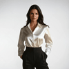 Gleame.-Blazers & Blouses-Gleame Blouse - Elegante zwarte satijnen blouse met lange mouwen