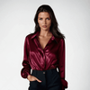 Gleame.-Blazers & Blouses-Gleame Blouse - Elegante zwarte satijnen blouse met lange mouwen