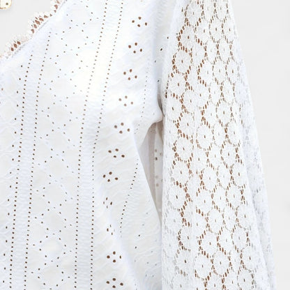 Gleame.-Blazers &amp; Blouses-Gleame Casual Shirt - Dames langwerpige V-hals met lange mouwen