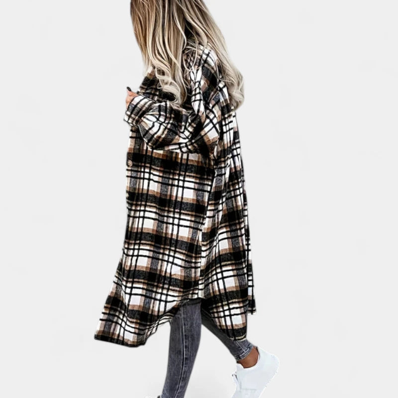 Gleame.-Blazers &amp; Blouses-Gleame Jas - Lange jas met knoopsluiting en flapzakken voor dames