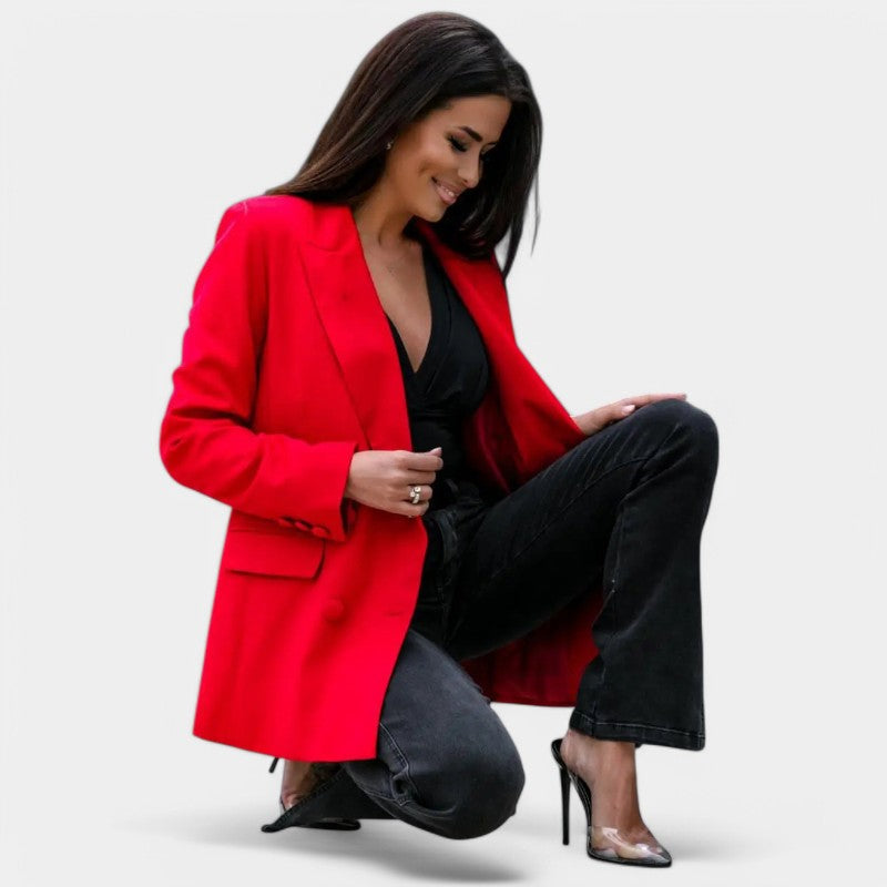 Gleame.-Blazers &amp; Blouses-Gleame Pak - Vrouwelijk pak met lange mouwen en dubbele knopen