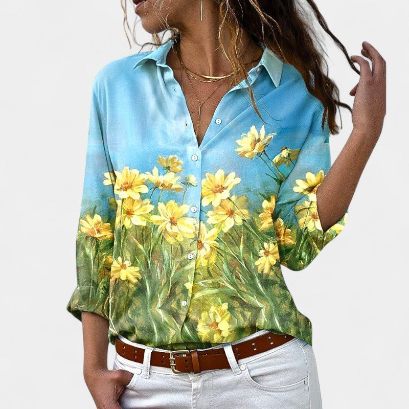 Gleame.-Blazers &amp; Blouses-Gleame Shirt - Dames langwerpige losse shirt voor elke gelegenheid