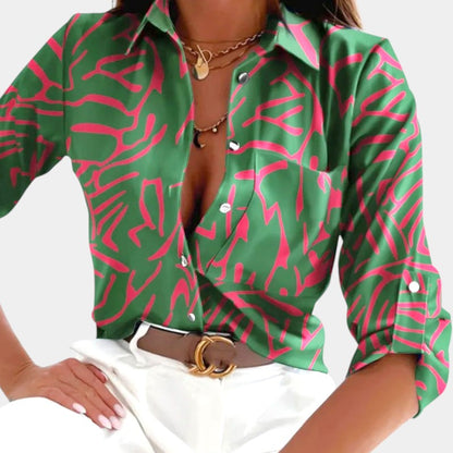 Gleame.-Blazers &amp; Blouses-Gleame Shirt - Dames shirt met lange mouwen en print