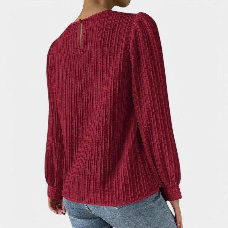 Gleame.-Blazers & Blouses-Gleame Top - Chique top met ronde hals en lange mouwen