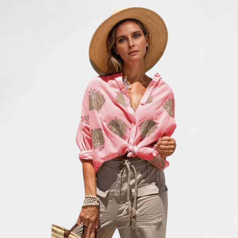 Gleame.-Blazers &amp; Blouses-Gleame Tops - Casual losse tops met lange mouwen voor vrouwen
