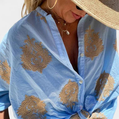Gleame.-Blazers &amp; Blouses-Gleame Tops - Casual losse tops met lange mouwen voor vrouwen