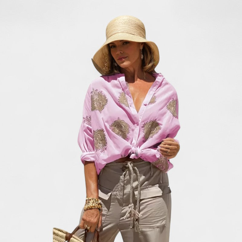 Gleame.-Blazers &amp; Blouses-Gleame Tops - Casual losse tops met lange mouwen voor vrouwen