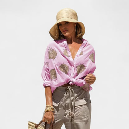 Gleame.-Blazers &amp; Blouses-Gleame Tops - Casual losse tops met lange mouwen voor vrouwen