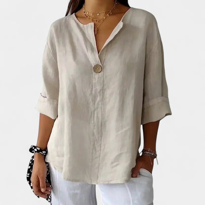 Gleame.-Blazers &amp; Blouses-Gleame Tops - Losse V-hals knoop tops voor dames