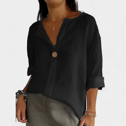 Gleame.-Blazers &amp; Blouses-Gleame Tops - Losse V-hals knoop tops voor dames