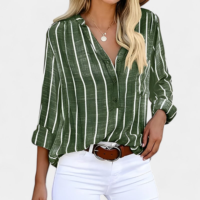Gleame.-Blazers &amp; Blouses-Gleame Tops - V-neck langemouwige casual tops voor vrouwen