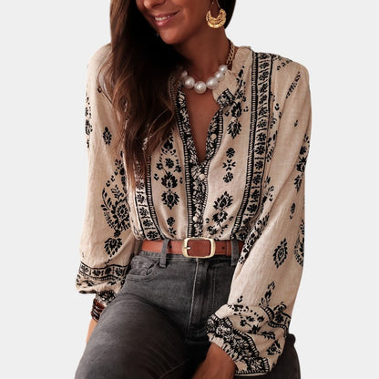 Gleame.-Blazers &amp; Blouses-Gleame top - Losse top met veelzijdige en slankende lantaarnmouwen