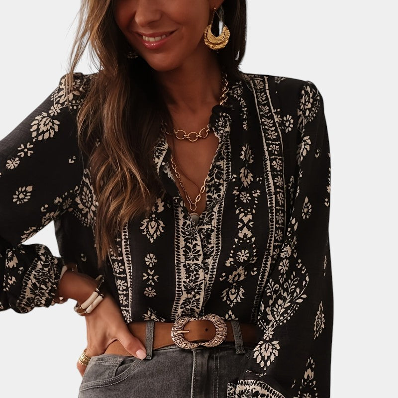 Gleame.-Blazers &amp; Blouses-Gleame top - Losse top met veelzijdige en slankende lantaarnmouwen