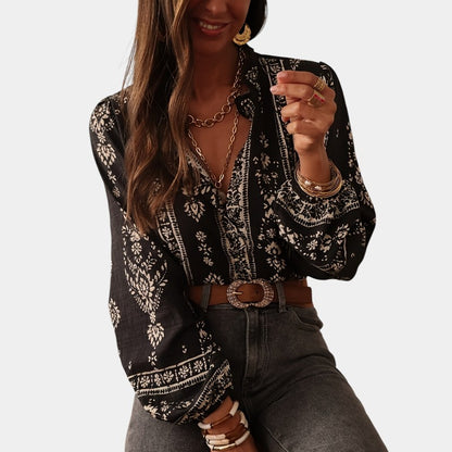 Gleame.-Blazers &amp; Blouses-Gleame top - Losse top met veelzijdige en slankende lantaarnmouwen