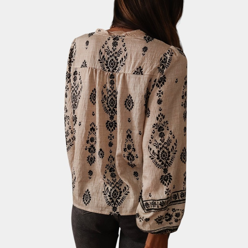 Gleame.-Blazers &amp; Blouses-Gleame top - Losse top met veelzijdige en slankende lantaarnmouwen