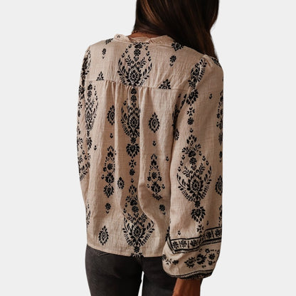 Gleame.-Blazers &amp; Blouses-Gleame top - Losse top met veelzijdige en slankende lantaarnmouwen