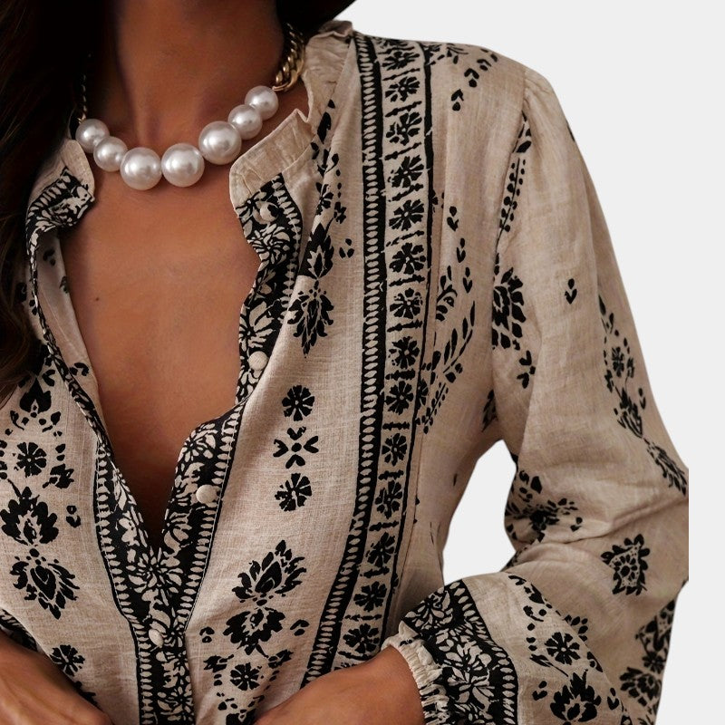 Gleame.-Blazers &amp; Blouses-Gleame top - Losse top met veelzijdige en slankende lantaarnmouwen