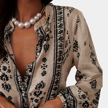 Gleame.-Blazers &amp; Blouses-Gleame top - Losse top met veelzijdige en slankende lantaarnmouwen