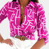 Gleame.-Blouses & Shirts-Gleame Blouse - Dames blouse met korte mouwen en opvallend grafisch patroon