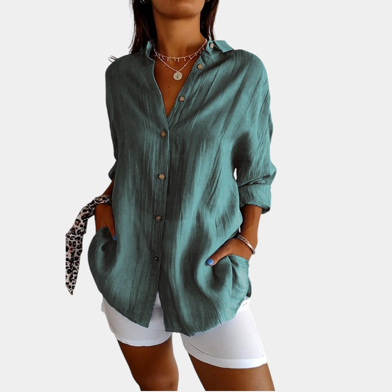 Gleame.-Blouses &amp; Shirts-Gleame Shirt - Elegant shirt voor vrouwen met plooien