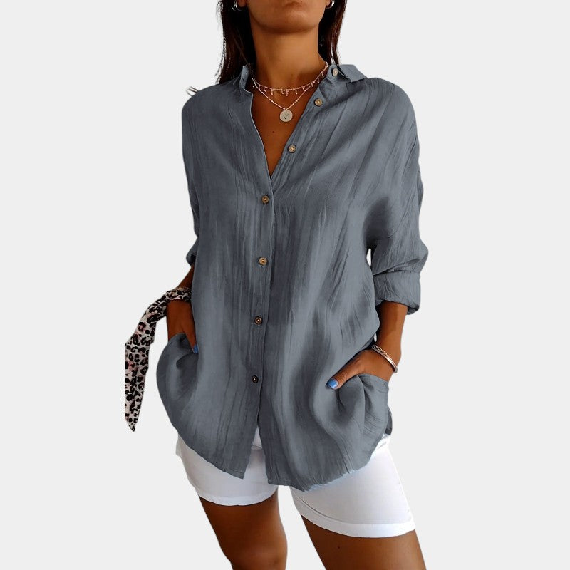 Gleame.-Blouses &amp; Shirts-Gleame Shirt - Elegant shirt voor vrouwen met plooien