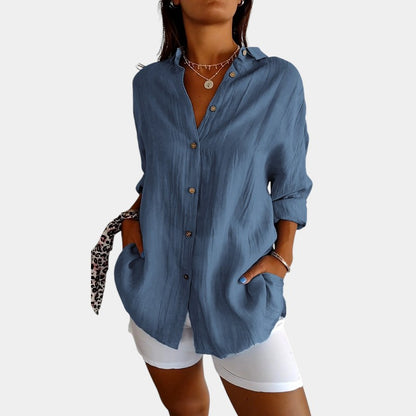Gleame.-Blouses &amp; Shirts-Gleame Shirt - Elegant shirt voor vrouwen met plooien