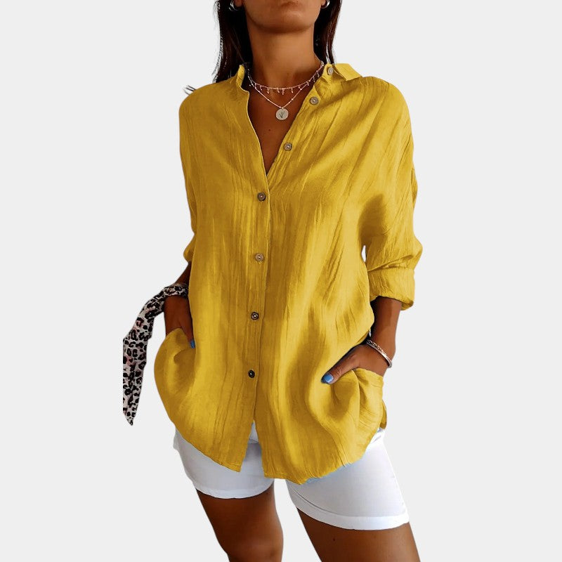 Gleame.-Blouses &amp; Shirts-Gleame Shirt - Elegant shirt voor vrouwen met plooien