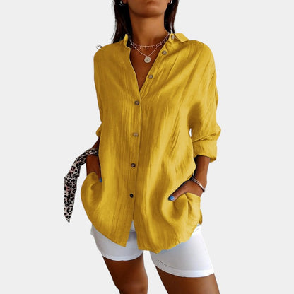 Gleame.-Blouses &amp; Shirts-Gleame Shirt - Elegant shirt voor vrouwen met plooien
