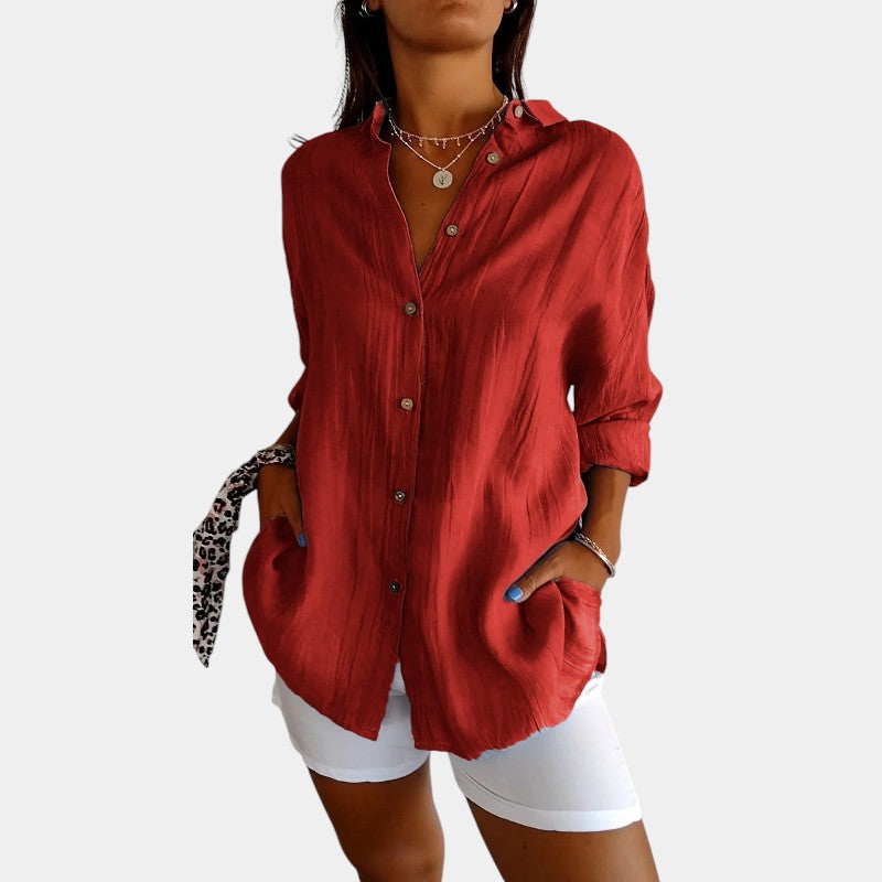 Gleame.-Blouses &amp; Shirts-Gleame Shirt - Elegant shirt voor vrouwen met plooien