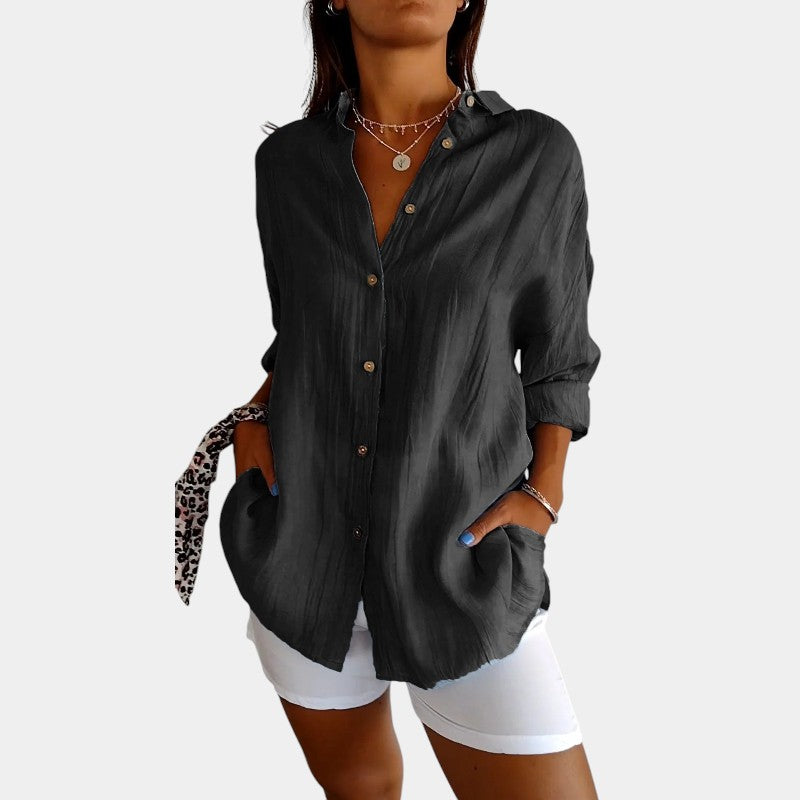 Gleame.-Blouses &amp; Shirts-Gleame Shirt - Elegant shirt voor vrouwen met plooien