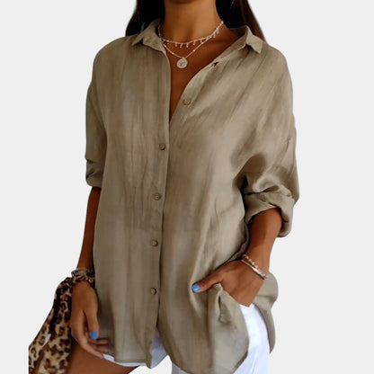 Gleame.-Blouses &amp; Shirts-Gleame Shirt - Elegant shirt voor vrouwen met plooien