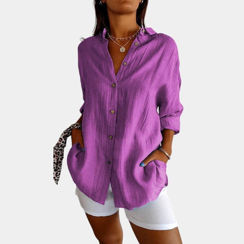 Gleame.-Blouses &amp; Shirts-Gleame Shirt - Elegant shirt voor vrouwen met plooien