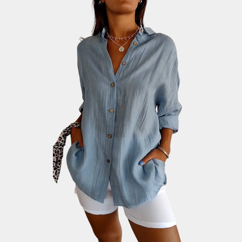 Gleame.-Blouses &amp; Shirts-Gleame Shirt - Elegant shirt voor vrouwen met plooien