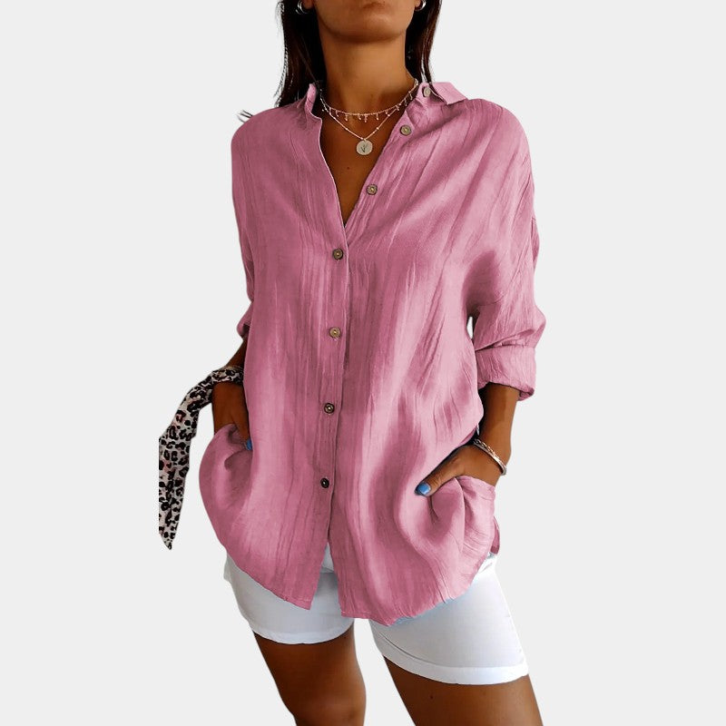 Gleame.-Blouses &amp; Shirts-Gleame Shirt - Elegant shirt voor vrouwen met plooien