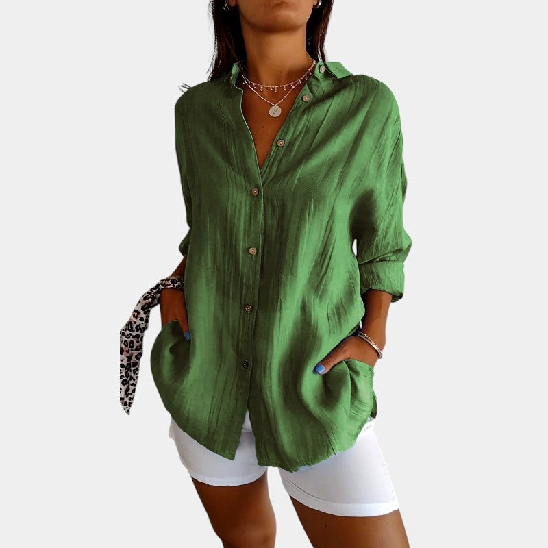Gleame.-Blouses &amp; Shirts-Gleame Shirt - Elegant shirt voor vrouwen met plooien