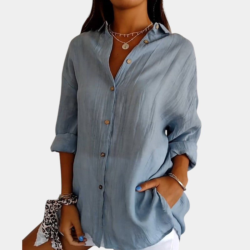 Gleame.-Blouses &amp; Shirts-Gleame Shirt - Elegant shirt voor vrouwen met plooien
