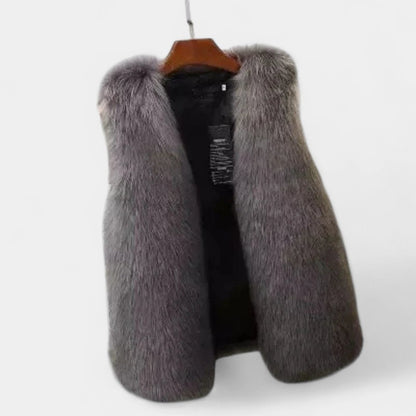 Gleame.-Bodywarmer-Gleame | Dames Imitatiebont Bodywarmer zonder Mouwen met Voering