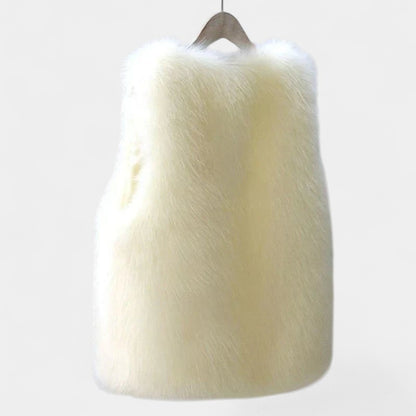 Gleame.-Bodywarmer-Gleame | Dames Imitatiebont Bodywarmer zonder Mouwen met Voering