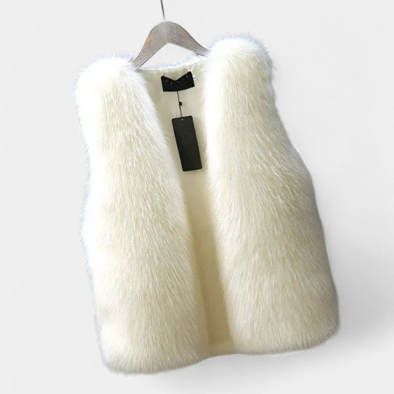 Gleame.-Bodywarmer-Gleame | Dames Imitatiebont Bodywarmer zonder Mouwen met Voering