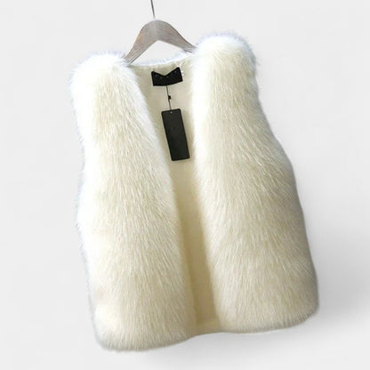 Gleame.-Bodywarmer-Gleame | Dames Imitatiebont Bodywarmer zonder Mouwen met Voering