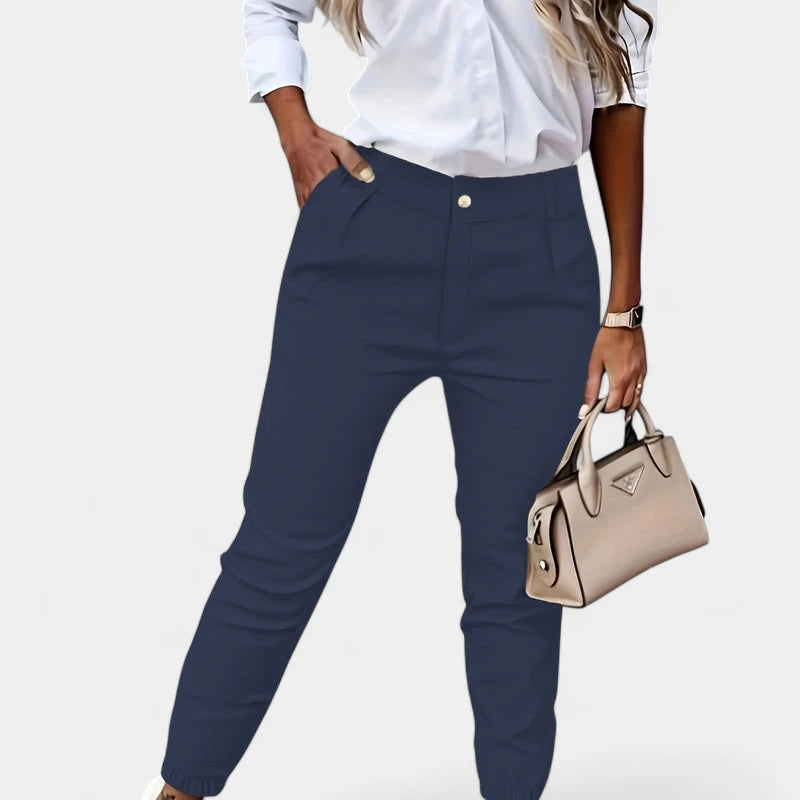 Gleame.-Broeken-Gleame Broek - Casual slim-fit broek met hoge taille voor dames