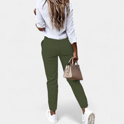 Gleame.-Broeken-Gleame Broek - Casual slim-fit broek met hoge taille voor dames